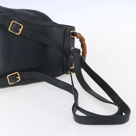 GUCCI Bamboo Backpack Leather Black Gold 003 1956 0030 Auth ka167 main image 10